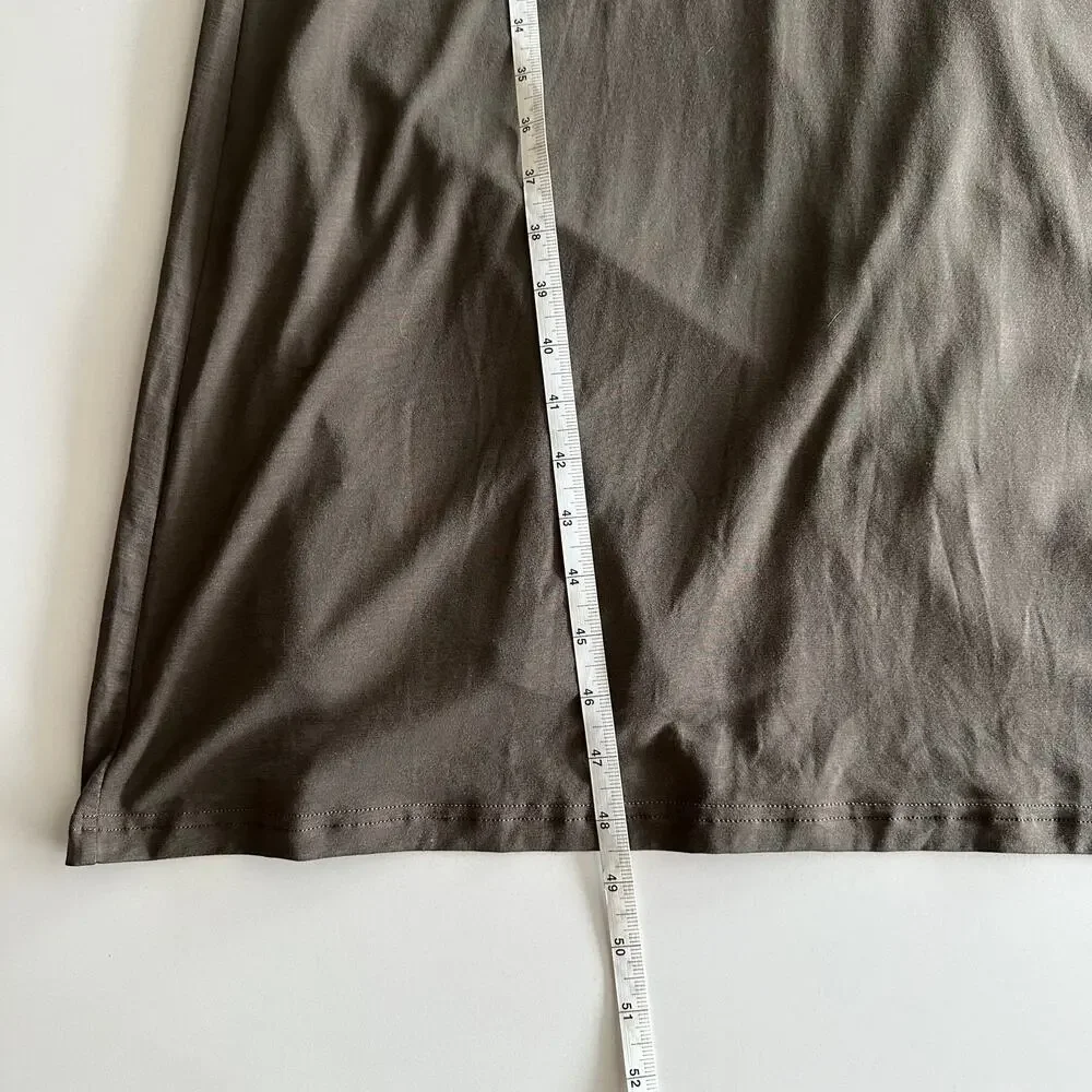 Garnet Hill Tencel Blend Draped Tie Front Short Sleeve‎ Maxi Grey Brown Dress M